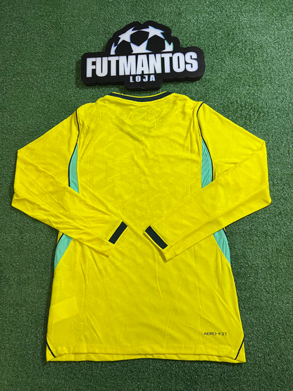 Camisa Brasil Amarela I 26/27 - Jogador Manga Longa (Gola mais Escura) | Futmantos