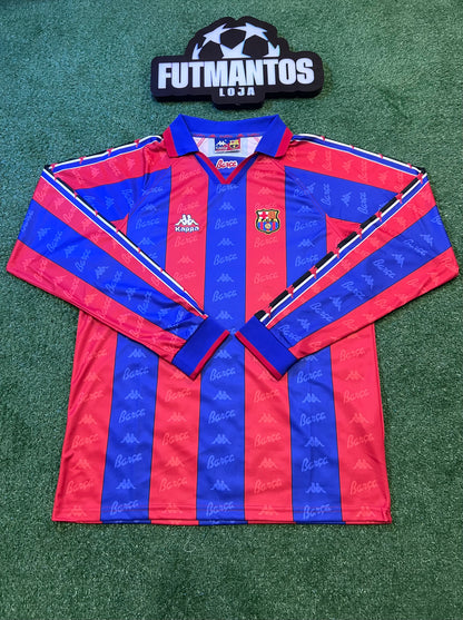Camisa Barcelona 1995/97 - Manga Longa-Ronaldo#9 | FutMantos