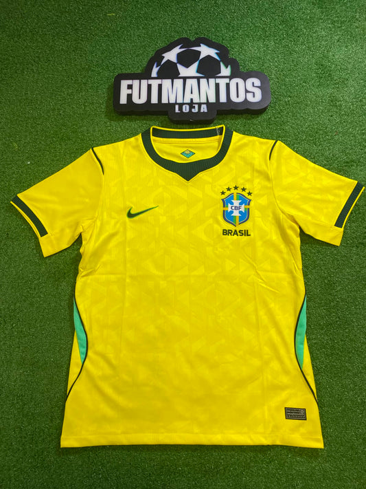 Camisa Brasil Amarela I 26/27 - Torcedo(com Gola em Verde Mais Escuro)| FutMantos