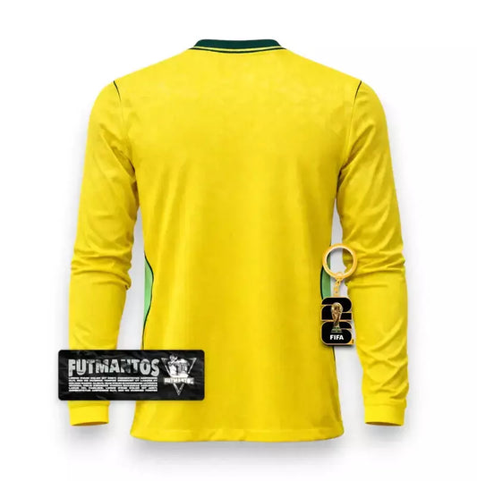Camisa Brasil Amarela I 26/27 - Jogador Manga Longa (Gola mais Escura) | Futmantos